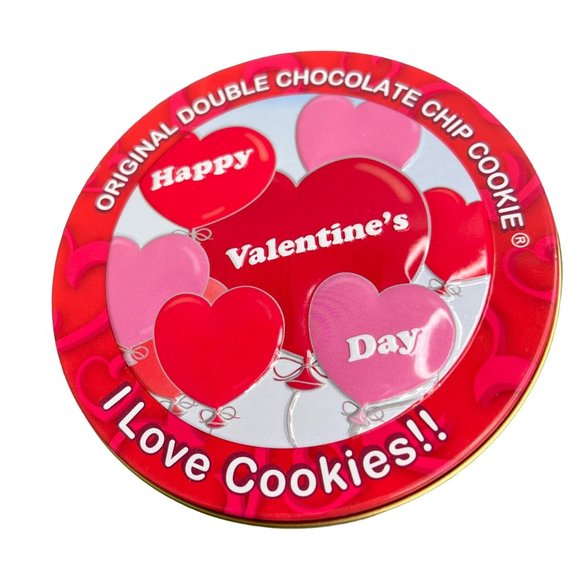 Original Gourmet Chocolate Chip Cookie Tin Single Large Single Empty Valentines - Picture 1 of 5